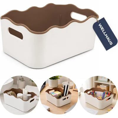 Produktbild von WELLHAUS Organizer Aufbewahrungsbox 20cm braun weiss mit Griffen