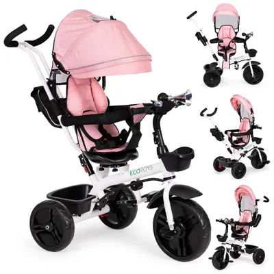 Produktbild von ECOTOYS Dreirad, Sportkorb - rosa
