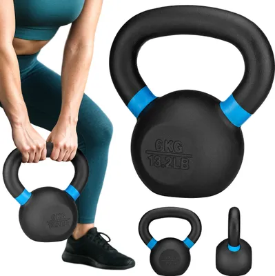 Produktbild von Gymtek® Kettlebell Hantel - 6kg Gewicht - Kugelhantel, Schwunghantel, Kugelgewicht für Home Gym, Fitness, Pilates, Krafttraining