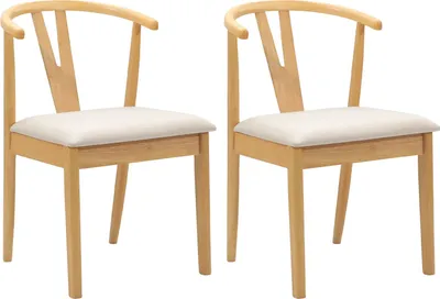 Imagen del producto de vidaXL: Juego de 2 sillas de comedor, madera de caucho maciza, color natural y claro