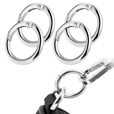 Imagen del producto de Juego de 4 aros de mosquetón redondos para llaves y bolsos
