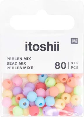 Produktbild von Rico Design itoshii Perlen Set Rainbow Matt 80 Stk 6 mm Bunte Schmuckperlen