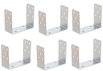 Produktbild von Aqbau 6er Set U-Pfostenträger zum Aufschrauben 140 mm –Pfostenanker aus verzinktem Stahl 4 mm, Bodenanker für Holzpfosten, für Zaun, Pergola, Terrasse