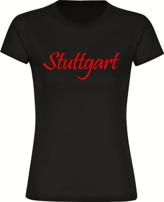 Produktbild von multifanshop Damen T-Shirt - Stuttgart - Schriftzug, schwarz, Größe XXL