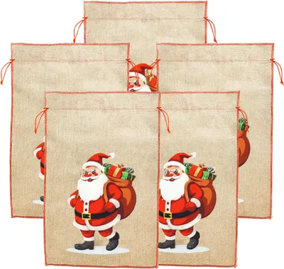Obrázek produktu pro Sada 5 kusů mikulášských pytlů 35 x 50 cm s motivem Santa Clause