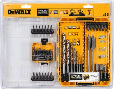 Zdjęcie produktu dla DeWALT DT70757-QZ, Wiertarka, Zestaw wierteł, Metal, Drewno, 6,4 mm, Oszlifowana stal szybkotnąca (HSS-G), 55 szt.