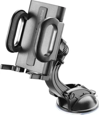 A car phone holder with a suction cup mount.