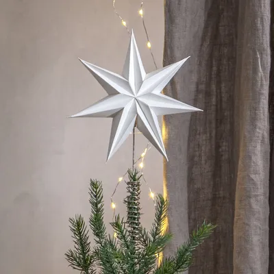 LED Baumspitze Papierstern Isa - 7-zackig - H: 33cm - D: 21cm - weiß