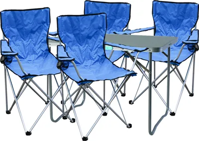 5-teiliges Campingmöbel Set blau 4x Stuhl inkl. Tasche + 1x Tisch
