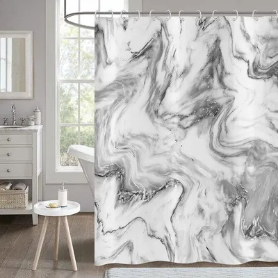 Produktbild von Grau-Weiß Duschvorhang 180x180cm Polyester wassbar