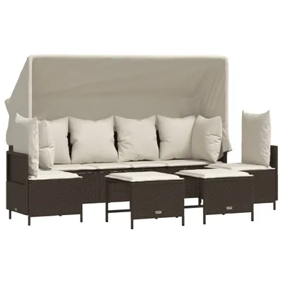 Immagine prodotto di vidaXL Set di divani da giardino 5 pezzi con cuscini in polirattan marrone