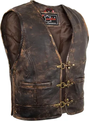Produktbild von Vintage Lederweste Biker kutte Messing Schnalle Seitlich erweiterbar Clubweste(M)