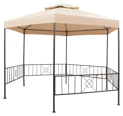 Immagine prodotto di vidaXL Padiglione da giardino per feste Tenda esagonale beige 323x265 cm