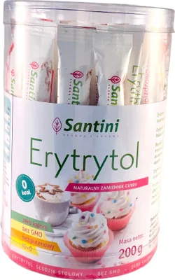 Zdjęcie produktu dla ERYTRYTOL W SASZETKACH BEZGLUTENOWY (40 x 5 g) 200 g - SANTINI