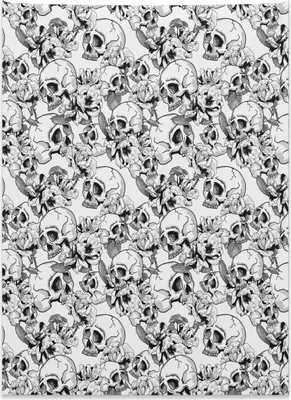 Produktbild von Abakuhaus Feier Wandteppich, Skizzieren Sie Totenkopf aus Weiches Mikrofaser Stoff Kein Verblassen Klare Farben Waschbar, 110 x 150 cm, Weiß und Schwarz