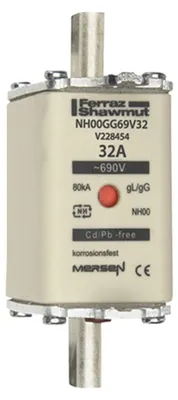 Produktbild von Mersen NH-Sicherungseinsatz SF Gr.00 gG 32A/690V KM NH00GG69V32