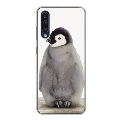 Produktbild von MuchoWow® Handyhülle Schutzhülle Hülle für Samsung Galaxy A30s Kinder - Pinguin - Grau - Tiere - Mädchen - Jungen Silikon Softcase Handy Hülle - Karteninhaber