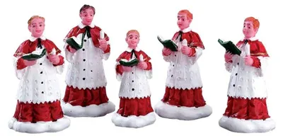 Weihnachtsdorf Chor Set, 5 Figuren, Polyresin, handbemalt