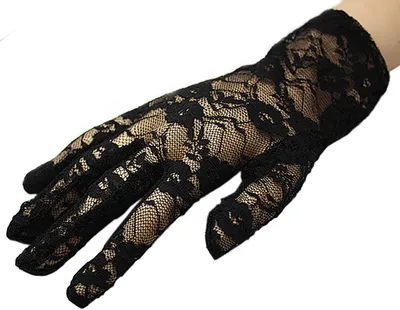 Produktbild von y Spitze Blume Mesh Hochzeitsfeier-Kostüm abend Handschuhe der Frauen - (schwarz)