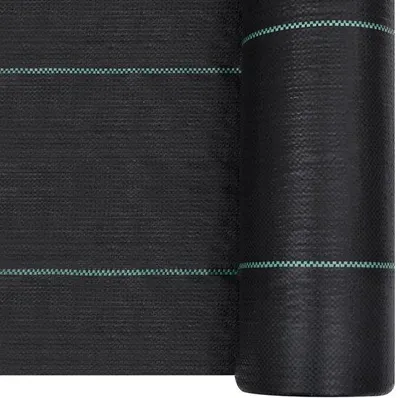 Immagine prodotto di Telo da giardino - 1 x 10 m - Nero - Telo antierbaccia - 60 g/m² - Resistente ai raggi UV e impermeabile - Con nastro verde per piante e aiuole