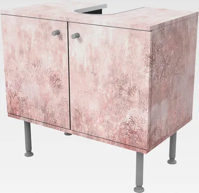 Produktbild von Waschbeckenunterschrank 2 Türen Kunst höhenverstellbar mit Füßen - 60er Breite - originell Retro Vintage Unterschrank rosa Bad Gäste WC Möbel mit Motiv 1790