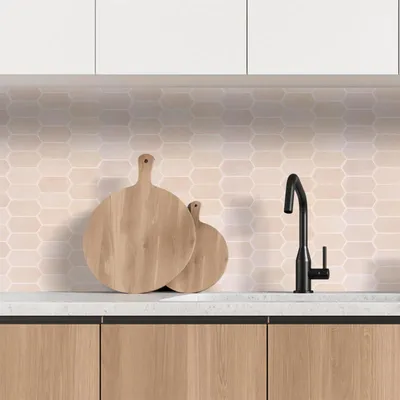 Image de Lot de 12 Crédences Adhésives Souples Hexagone Beige 30,5 x 30,5 cm - 1,12 m² - Effet Carrelage