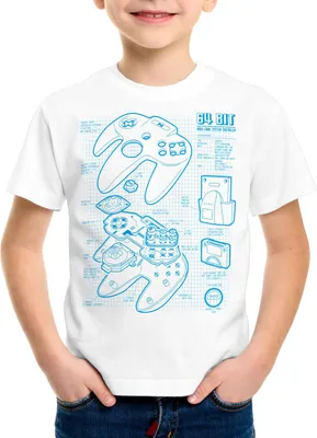 Produktbild von style3 N64 Controller Blaupause Kinder T-Shirt 64-Bit Videospiel