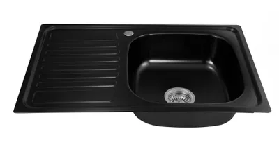 Produktbild von Preero-80x50x18, Küchenspüle schwarz Edelstahl 304, 0,8mm, Küchenspüle,Einbauspüle, Spülbecken,eckig, mit Ablage ,1 Becken,Spüle