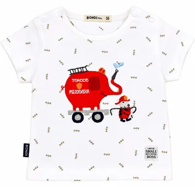 Produktbild von BONDI Baby Kleinkinder T-Shirt  "Feuerwehr" 93681 | Weiß - Kurzarmshirt Größe: 68
