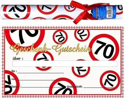 Produktbild von Riesen-Geschenk-Gutschein in Papp-RÜhre 70. Geburtstag