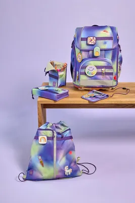 Produktbild von Lässig Boxy - Unique Gradient Lila Grün Set 7-teilig Schulranzen
