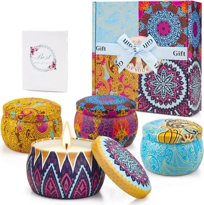 Produktbild von Geurkaarsen Set - Duftkerzen, Aromakerzen, Kerzen Geschenkset 4 Stück