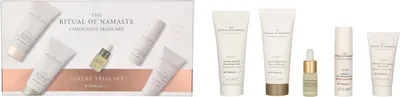 Zdjęcie produktu dla Pianka oczyszczająca 30ml/Exfoliator 30ml/Booster 4ml/Serum 10ml/Krem na dzień 10ml Zestaw Rituals Namaste