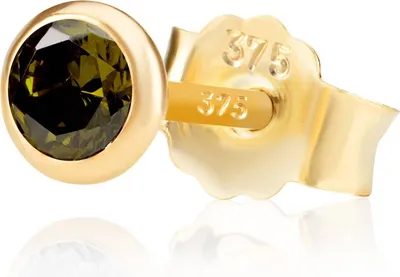 Produktbild von Einzel 4,0mm 375 Gelb Gold 9 K Ohrstecker Zirkon Peridot Butterfly Verschluss