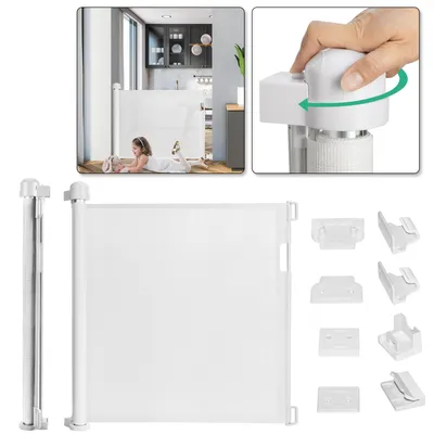 Image de ROSEJANE : Barrière de sécurité extensible pour portes, jusqu'à 180 cm, idéale pour protéger les bébés et les animaux domestiques, barrière de sécurité pour portes et passages, couleur blanche