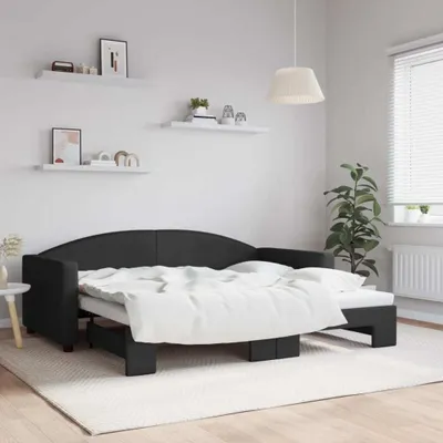 Image de Maison Exclusive - Canapé-lit convertible noir 90 x 190 cm en tissu