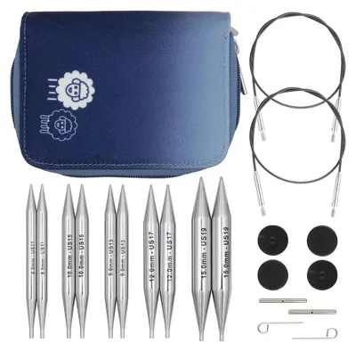 Rundstricknadel-Set, 5 Paar, 13 cm, für dicke Garne, in Etui