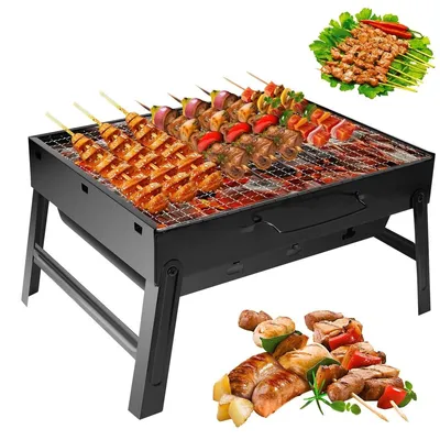Produktbild von Holzkohlegrill Mini-Grill Tischgrill Campinggrill - Kompakt - Klappbar - Für Picknick und Camping