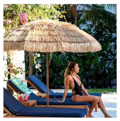 Produktbild von Hawaii Sonnenschirm: Großer Balkon- und Strandschirm, UV-Schutz, Stabiler Gartenschirm, Verstellbar, Ideal für Terrasse und Strand, Boho-Stil, Hochwertig, cm, Grün