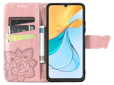 Produktbild von Für ZTE Blade V50 Vita Kunstleder Wallet Handy Tasche Schmetterling Design Schutz Hülle Case Cover Etuis Rosa