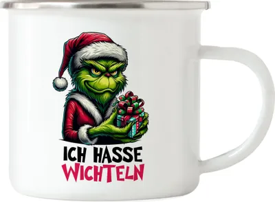 Produktbild von Ich hasse Wichteln Emaille Tasse Xmas Sarkastischer Spruch Wichtelgeschenk