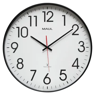 Wanduhr Ø 47 cm, Funkuhr, große Ziffern, schwarz