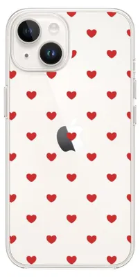 Zdjęcie produktu dla Elastyczne etui do iPhone'a 13, wykonane z przezroczystego silikonu TPU, ozdobione małymi, delikatnymi sercami