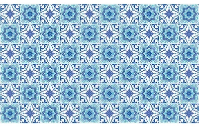 Image de Autocollants décoratifs pour carrelage de cuisine et de salle de bain – 60 autocollants Azulejos Inalia – 60 autocollants de 15 x 15 cm