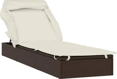Obrázek produktu pro vidaXL Lehátko se skládací střechou hnědé 213x63x97 cm Poly ratan