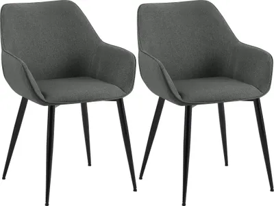 Produktbild von CLP 2er Set Esszimmerstuhl Luena mit Rückenlehne gepolstert bis 150 kg belastbar dunkelgrau Material Stoff