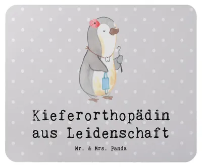 Produktbild von Mr. & Mrs. Panda Mousepad Kieferorthopädin Leidenschaft - Grau Pastell - Geschenk, mousematte, Mauspad, mausteppich, pc, Mouse Pad