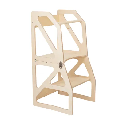 Image de leg&go Tour de Cuisine Transformable en bois Modustep, Tour d’apprentissage 2 en 1, Bois naturel