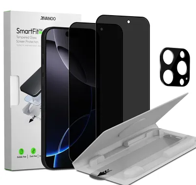Produktbild von 2-Pack iPhone 16 Pro Displayschutzfolie Privacy & 1-Pack Kameraschutz - Gehärtetes Glas | [Automatische Installation] - Blasenfrei