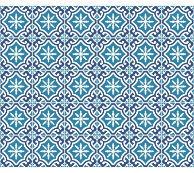 Image de Autocollants pour carrelage pour la cuisine et la salle de bain – 30 autocollants imitation carrelage de style azulejos, modèle Alissa – 30 autocollants, 15 x 15 cm